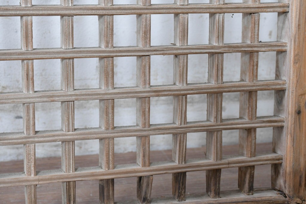 中国アンティーク建具　李朝風建具　素朴な格子デザインの窓1枚　(R-090208)