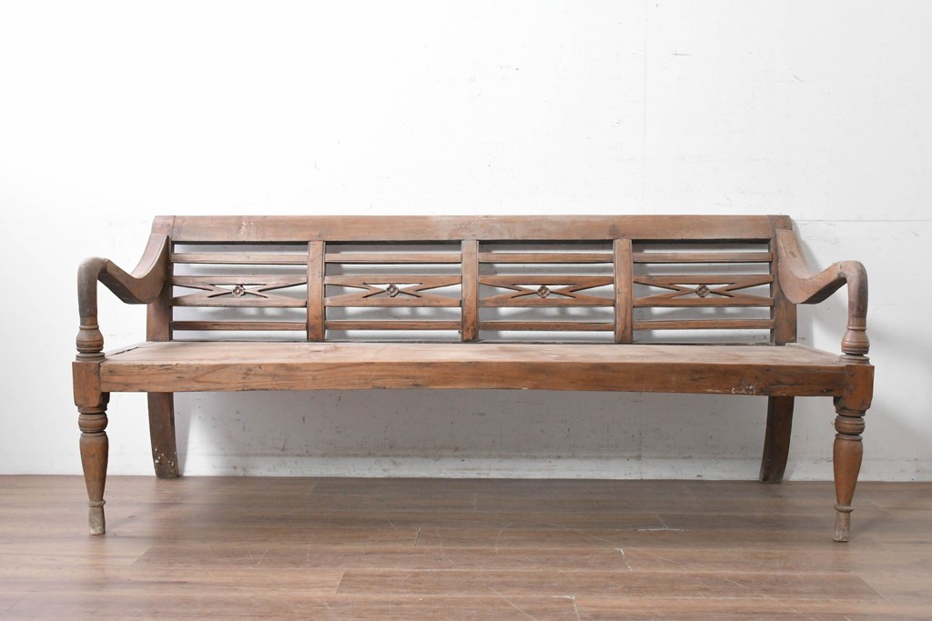 クラブベンチ　クラシック家具　牛革アンティーク風　中古品 公式】アンティーク家具ラフジュ工房商品詳細ページアジアン