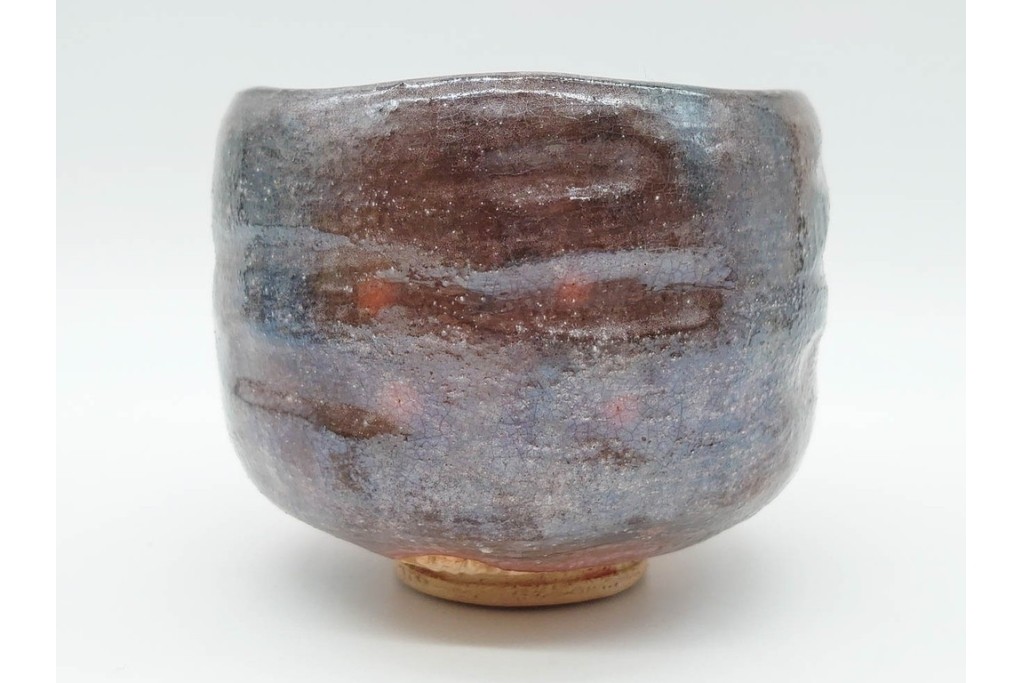 十四代 楽吉左衛門　楽焼　直径約12cm(3.9寸)　銘「瑞雲」　赤砂釉の茶碗　而妙斎書付あり　共箱付き　(R-090221)