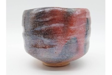 十四代 楽吉左衛門　楽焼　直径約12cm(3.9寸)　銘「瑞雲」　赤砂釉の茶碗　而妙斎書付あり　共箱付き　(R-090221)