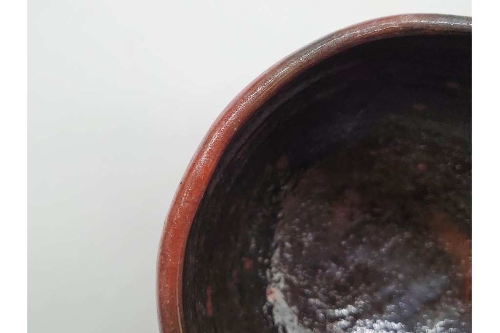 十四代 楽吉左衛門　楽焼　直径約12cm(3.9寸)　銘「瑞雲」　赤砂釉の茶碗　而妙斎書付あり　共箱付き　(R-090221)