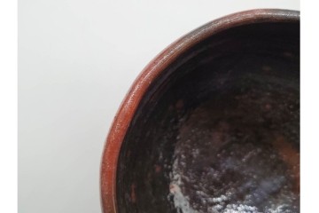 十四代 楽吉左衛門　楽焼　直径約12cm(3.9寸)　銘「瑞雲」　赤砂釉の茶碗　而妙斎書付あり　共箱付き　(R-090221)