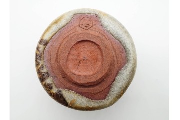 六代 清水六兵衛　京焼　直径約12cm(3.9寸)　古稀彩による桔梗文が印象的な茶碗　共箱付き　(R-090223)