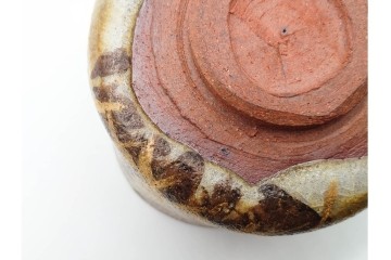 六代 清水六兵衛　京焼　直径約12cm(3.9寸)　古稀彩による桔梗文が印象的な茶碗　共箱付き　(R-090223)