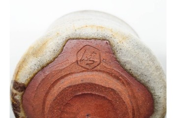 六代 清水六兵衛　京焼　直径約12cm(3.9寸)　古稀彩による桔梗文が印象的な茶碗　共箱付き　(R-090223)