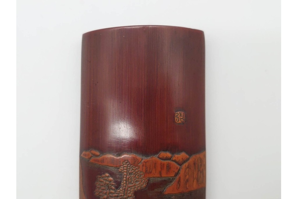 公式】アンティーク家具ラフジュ工房商品詳細ページ竹彫 在銘 山水図を