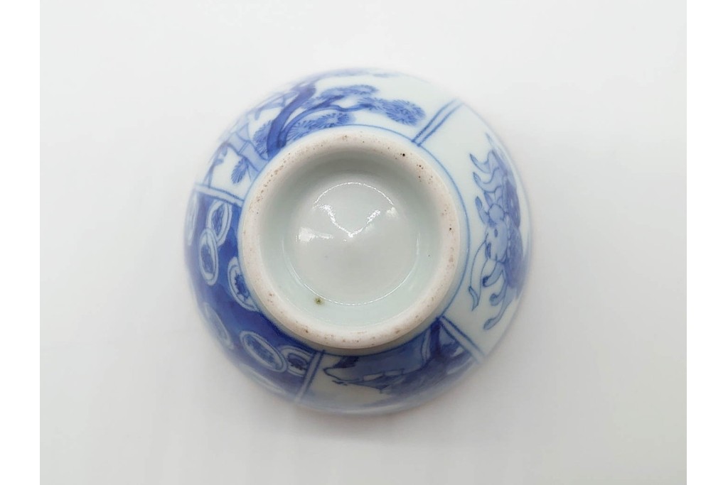 江戸から明治期　古伊万里　染付　犬図が印象的な煎茶碗5点セット　(R-090231)
