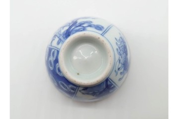 江戸から明治期　古伊万里　染付　犬図が印象的な煎茶碗5点セット　(R-090231)