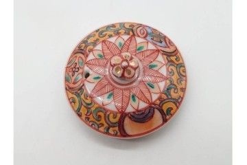 湖東焼　赤絵　華やかな松竹梅図の茶器セット　外箱付き　(R-090232)