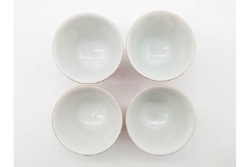 湖東焼　赤絵　華やかな松竹梅図の茶器セット　外箱付き　(R-090232)