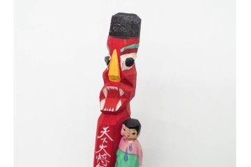 朝鮮　風俗一刀彫　天下大将軍・チゲクン・水汲み婦人・かつぎの婦人の4点セット　外箱付き　(R-090233)