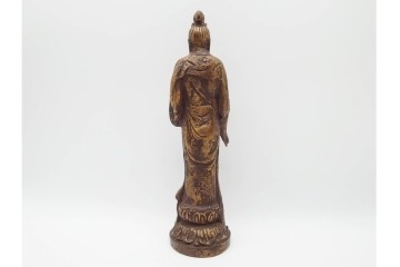 彫刻家 北村西望　鍍金(めっき)　蓮華座に立つ聖観世音菩薩像　(R-090234)