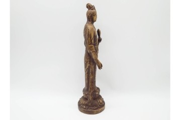 彫刻家 北村西望　鍍金(めっき)　蓮華座に立つ聖観世音菩薩像　(R-090234)