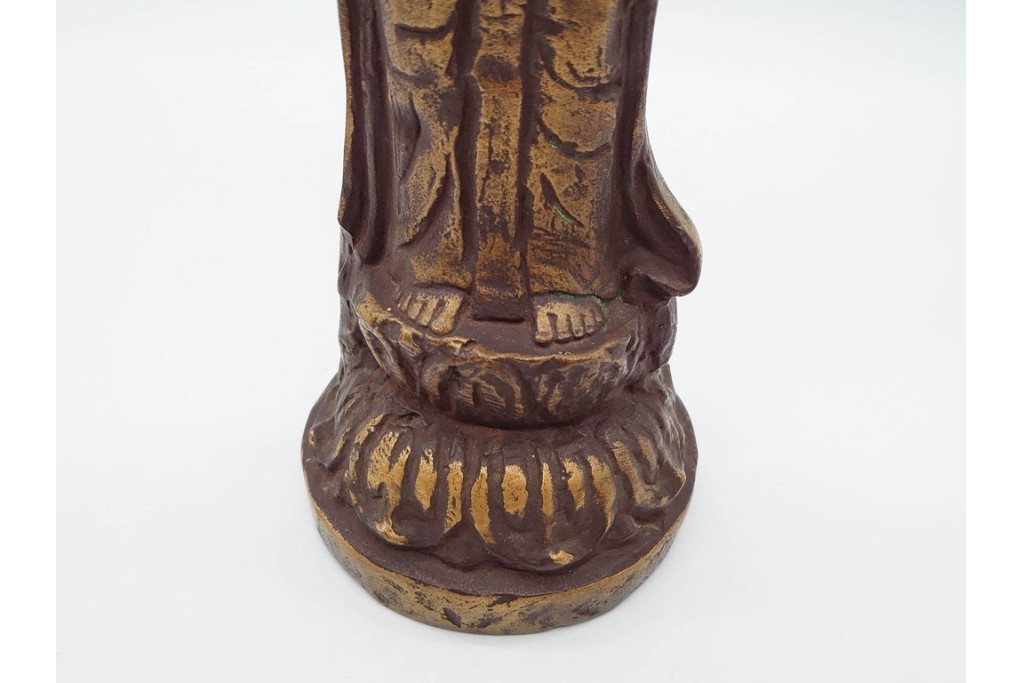 彫刻家 北村西望　鍍金(めっき)　蓮華座に立つ聖観世音菩薩像　(R-090234)