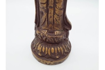 彫刻家 北村西望　鍍金(めっき)　蓮華座に立つ聖観世音菩薩像　(R-090234)