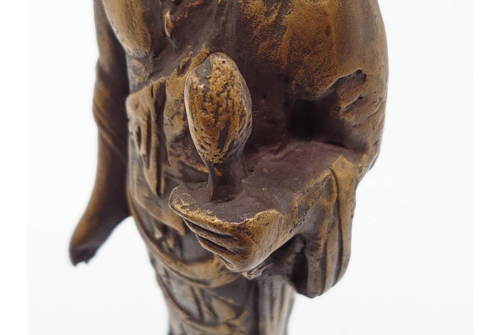彫刻家 北村西望　鍍金(めっき)　蓮華座に立つ聖観世音菩薩像　(R-090234)