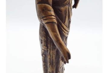 彫刻家 北村西望　鍍金(めっき)　蓮華座に立つ聖観世音菩薩像　(R-090234)