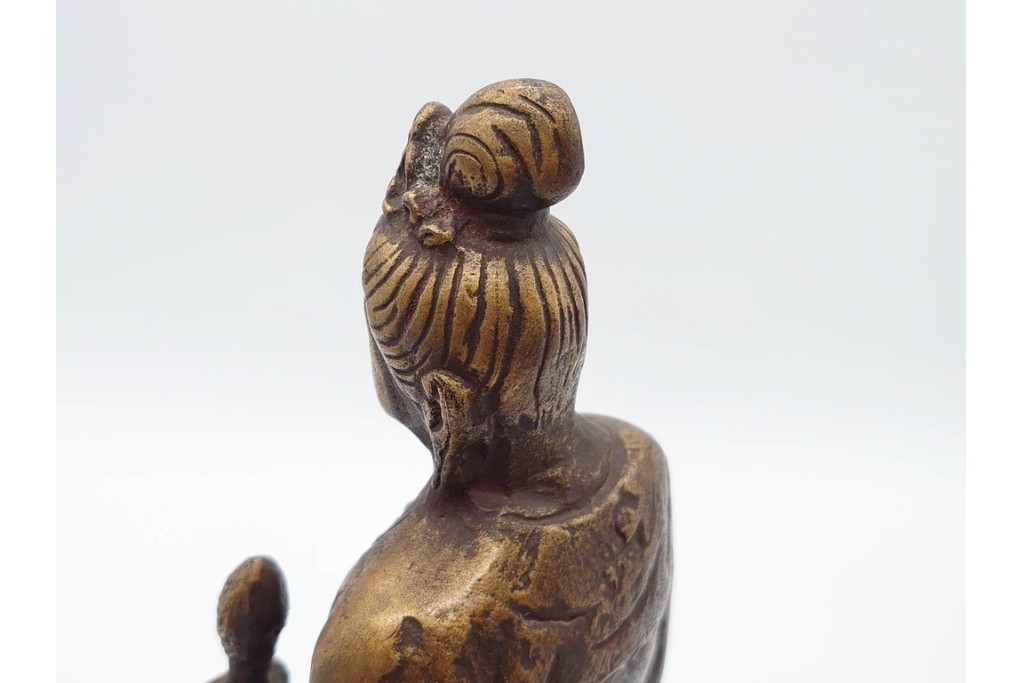 彫刻家 北村西望　鍍金(めっき)　蓮華座に立つ聖観世音菩薩像　(R-090234)