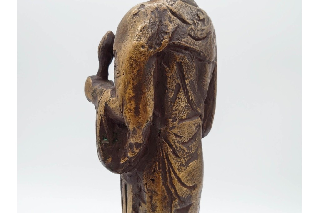 彫刻家 北村西望　鍍金(めっき)　蓮華座に立つ聖観世音菩薩像　(R-090234)