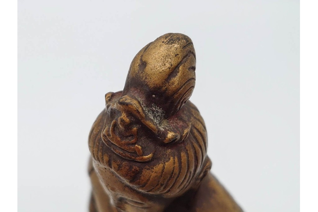 彫刻家 北村西望　鍍金(めっき)　蓮華座に立つ聖観世音菩薩像　(R-090234)