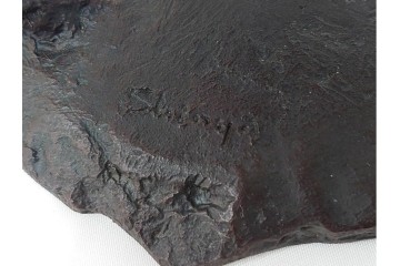 中村晋也　「暁天」　高さ約27cm　雄鶏の凛とした姿を表現したブロンズ像　共箱付き　(R-090239)