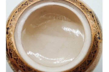 錦光山造　薩摩錦手　人物図　見事な金襴手が施された香炉　外箱付き　(R-090242)