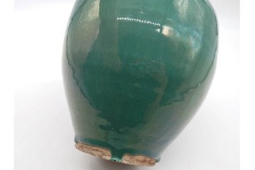 中国・唐物　古玩　高さ約21cm　上品な緑釉四耳壺　(R-090244)