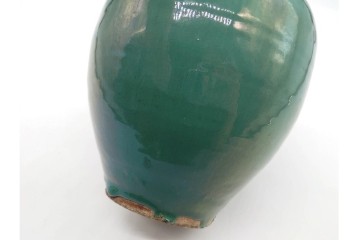 中国・唐物　古玩　高さ約21cm　上品な緑釉四耳壺　(R-090244)