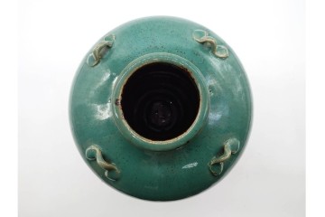 中国・唐物　古玩　高さ約21cm　上品な緑釉四耳壺　(R-090244)