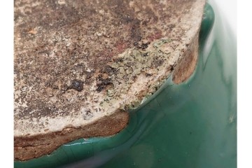 中国・唐物　古玩　高さ約21cm　上品な緑釉四耳壺　(R-090244)