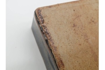 人間国宝 濱田庄司(浜田庄司)　益子焼　柿釉の市松文様が印象的な角鉢　共箱付き　(R-090245)