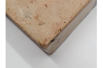 人間国宝 濱田庄司(浜田庄司)　益子焼　柿釉の市松文様が印象的な角鉢　共箱付き　(R-090245)