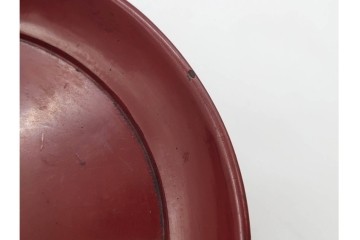 時代物　在銘　木製　漆器　朱塗が美しい椿皿4枚セット　(R-090248)