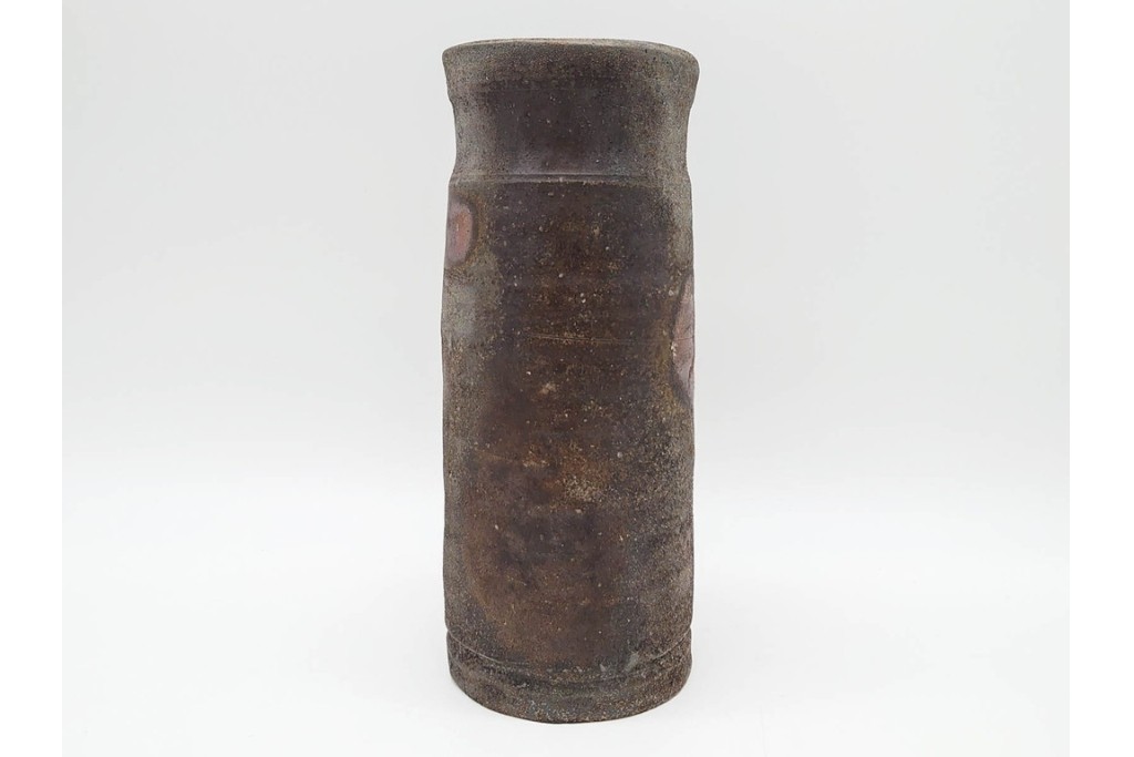 人間国宝 藤原啓　備前焼　高さ約23cm　焼き色の変化が美しい花入　共箱付き　(R-090251)
