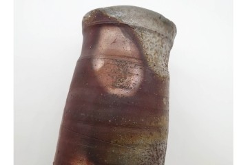 人間国宝 藤原啓　備前焼　高さ約23cm　焼き色の変化が美しい花入　共箱付き　(R-090251)