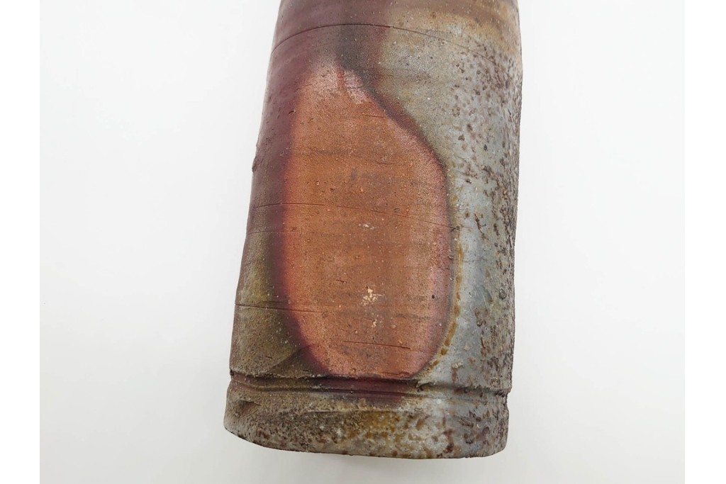 人間国宝 藤原啓　備前焼　高さ約23cm　焼き色の変化が美しい花入　共箱付き　(R-090251)