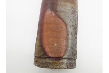 人間国宝 藤原啓　備前焼　高さ約23cm　焼き色の変化が美しい花入　共箱付き　(R-090251)