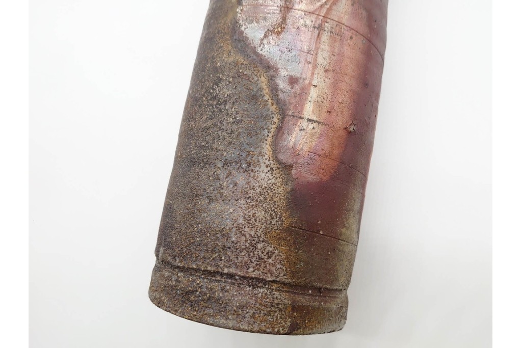 人間国宝 藤原啓　備前焼　高さ約23cm　焼き色の変化が美しい花入　共箱付き　(R-090251)