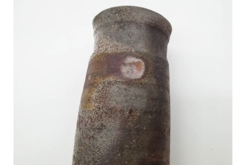 人間国宝 藤原啓　備前焼　高さ約23cm　焼き色の変化が美しい花入　共箱付き　(R-090251)