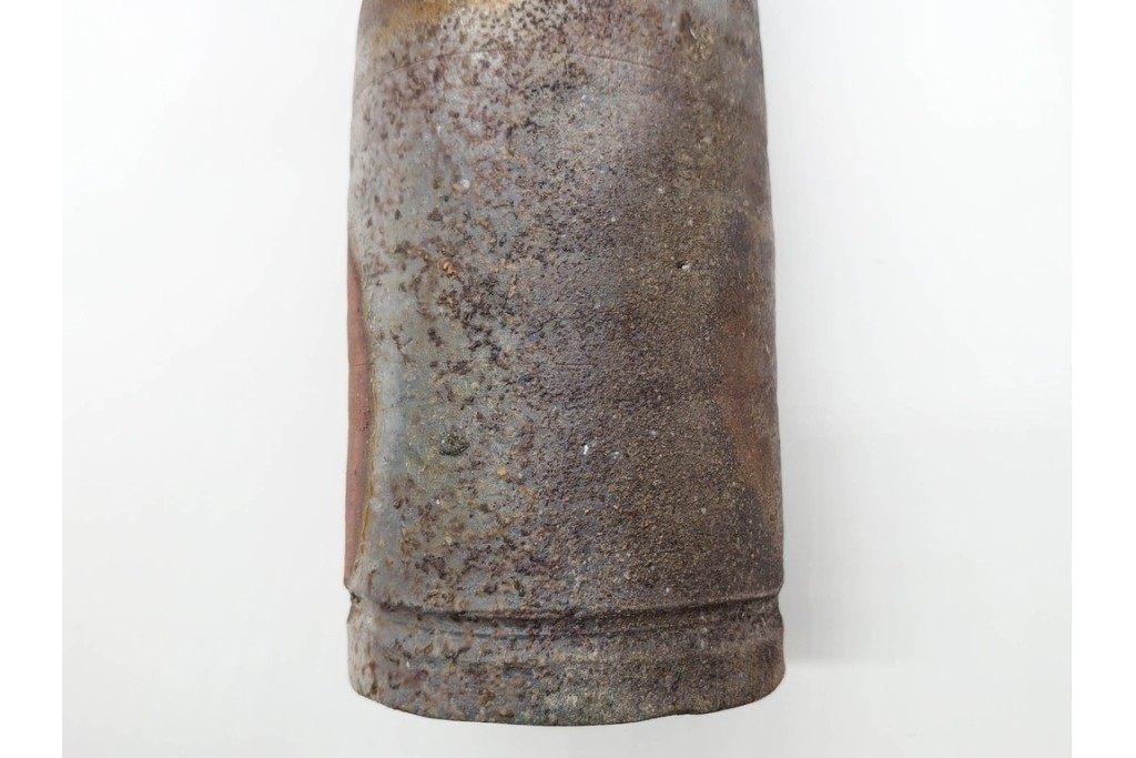 人間国宝 藤原啓　備前焼　高さ約23cm　焼き色の変化が美しい花入　共箱付き　(R-090251)