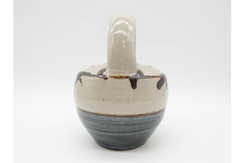 人間国宝 濱田庄司(浜田庄司)　染付　紅茶具　素朴な風合いが魅力のポット&シュガーポットセット　共箱付き　(R-090255)