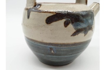 人間国宝 濱田庄司(浜田庄司)　染付　紅茶具　素朴な風合いが魅力のポット&シュガーポットセット　共箱付き　(R-090255)