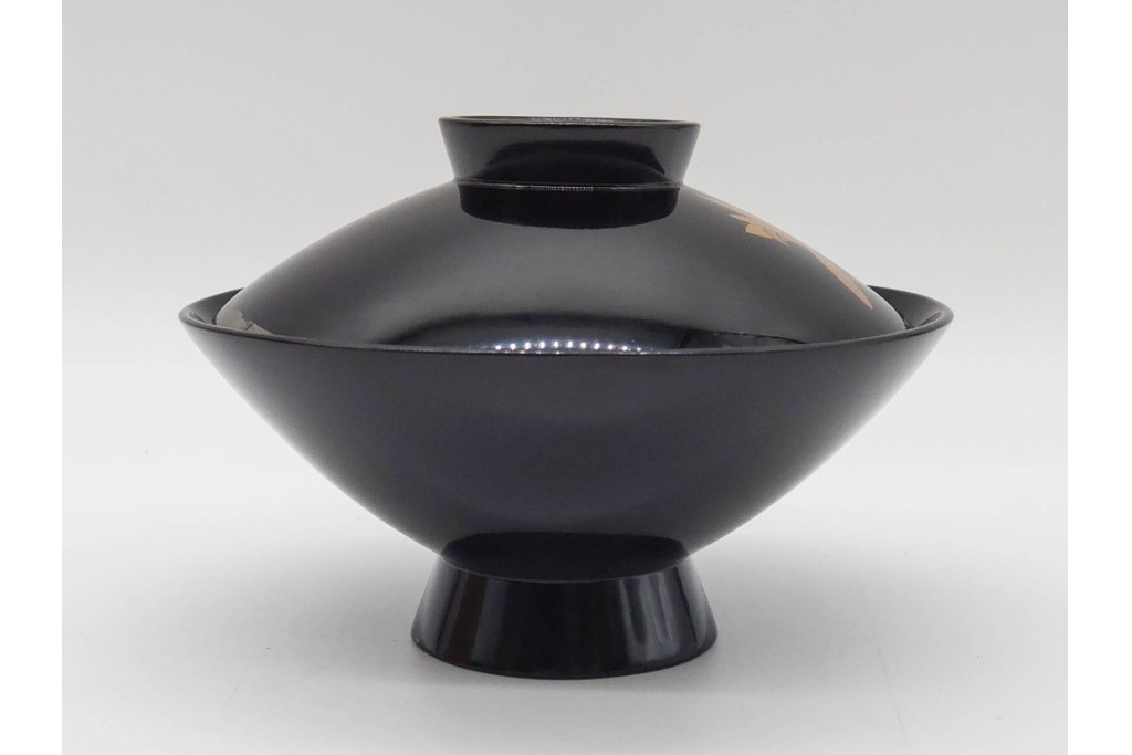 輪島塗　蒔絵　上品な蘭文のお椀5点セット　外箱付き　(R-090257)