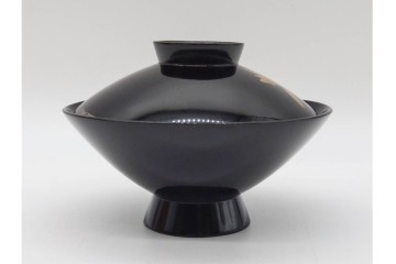 輪島塗　蒔絵　上品な蘭文のお椀5点セット　外箱付き　(R-090257)