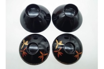 輪島塗　蒔絵　上品な蘭文のお椀5点セット　外箱付き　(R-090257)