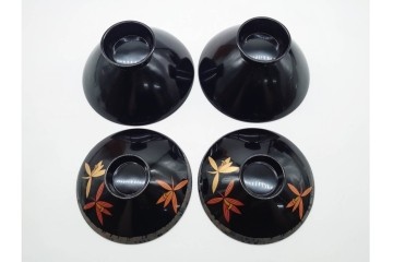輪島塗　蒔絵　上品な蘭文のお椀5点セット　外箱付き　(R-090257)