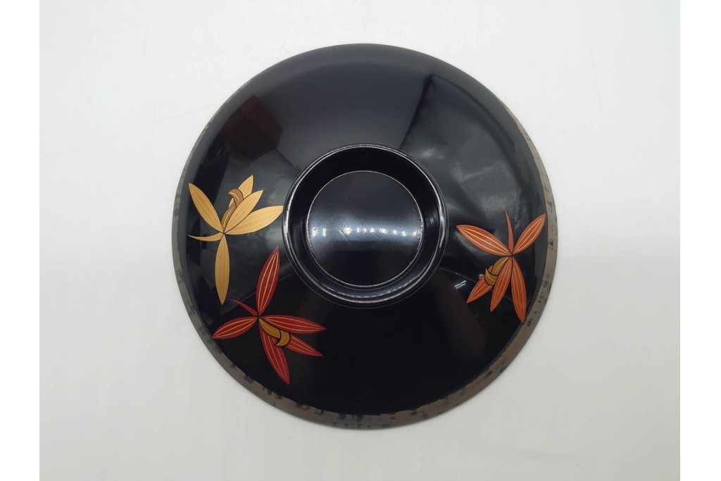 輪島塗　蒔絵　上品な蘭文のお椀5点セット　外箱付き　(R-090258)