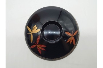 輪島塗　蒔絵　上品な蘭文のお椀5点セット　外箱付き　(R-090258)