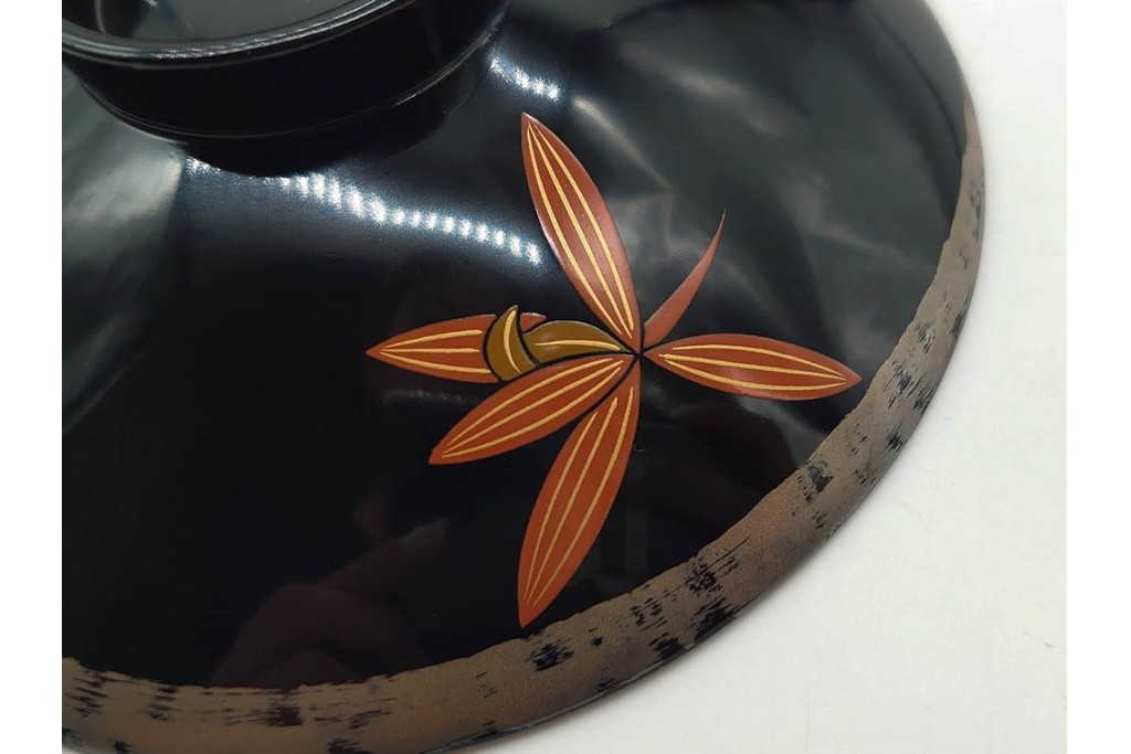 輪島塗　蒔絵　上品な蘭文のお椀5点セット　外箱付き　(R-090258)