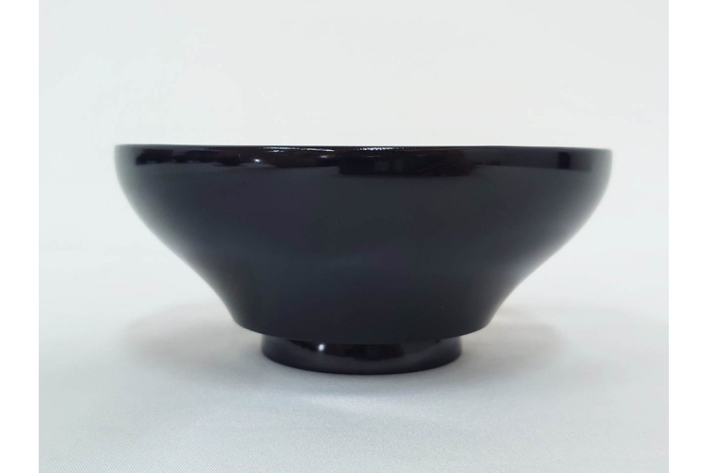 大正期　木製　漆器　艶やかな黒漆塗に菊蝶蒔絵を施した吸物椀10点セット　外箱付き　(R-090259)